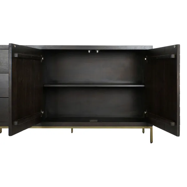 Устройство DKD Home Decor Чёрный Позолоченный Темно-коричневый Металл древесина акации 160 x 40 x 90 cm