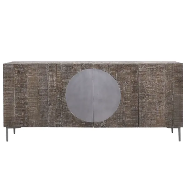 Sivupöytä DKD Home Decor Tummanruskea Tumman harmaa Metalli Mangopuu 180 x 40 x 80 cm