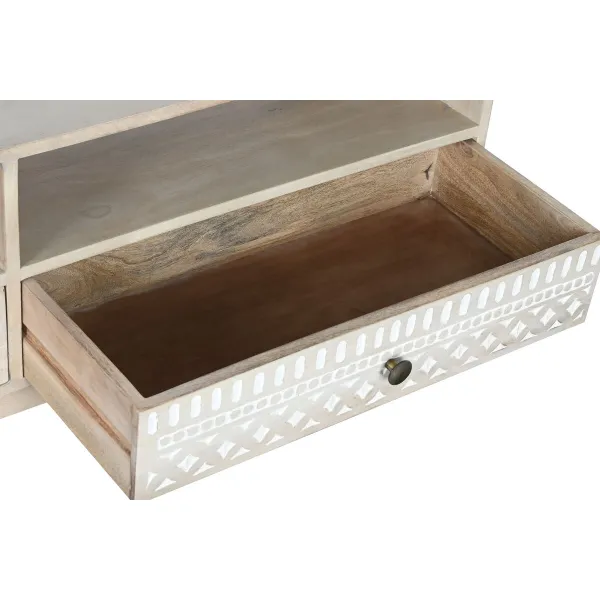 ТВ шкаф DKD Home Decor Белый Натуральный Древесина манго 130 x 40 x 45 cm