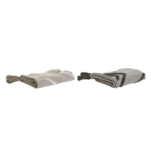 Gultas Pārklājs DKD Home Decor Balts Zaļš Bēšs Tumši zaļš 130 x 170 x 0,5 cm (2 gb.)