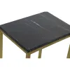 Trijų staliukų rinkinys DKD Home Decor Juoda Auksinis 50 x 35 x 60 cm