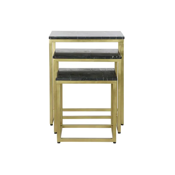 Trijų staliukų rinkinys DKD Home Decor Juoda Auksinis 50 x 35 x 60 cm