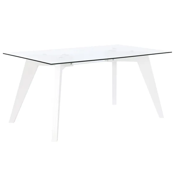 Ruokapöytä DKD Home Decor Valkoinen Läpinäkyvä Kristalli Puu MDF 160 x 90 x 75 cm