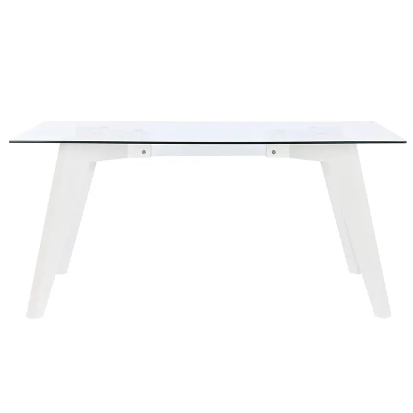 Ruokapöytä DKD Home Decor Valkoinen Läpinäkyvä Kristalli Puu MDF 160 x 90 x 75 cm