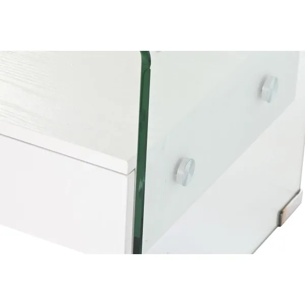 Naktsskapītis DKD Home Decor Balts Caurspīdīgs Stikls Koks MDF 50 x 40 x 45,5 cm