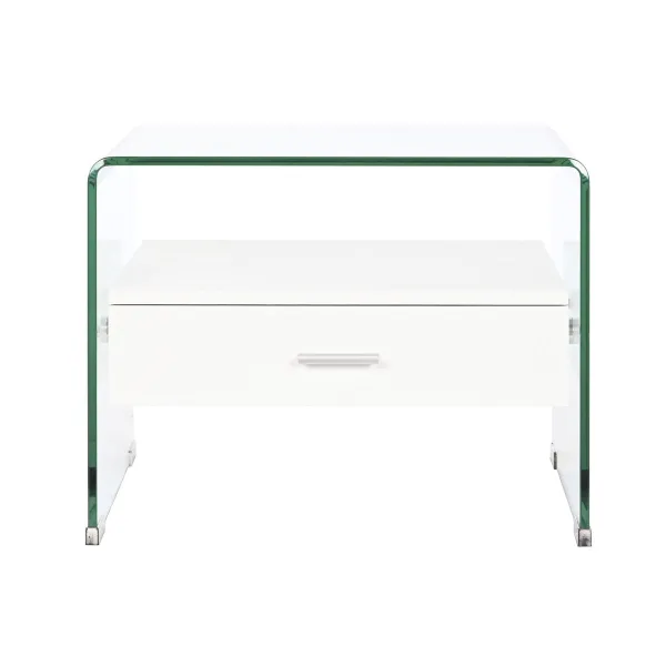 Yöpöytä DKD Home Decor Valkoinen Läpinäkyvä Kristalli Puu MDF 50 x 40 x 45,5 cm