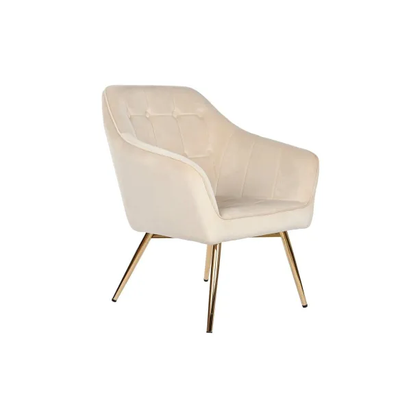 Сиденье DKD Home Decor Кремовый Позолоченный Металл 74 x 74 x 90 cm