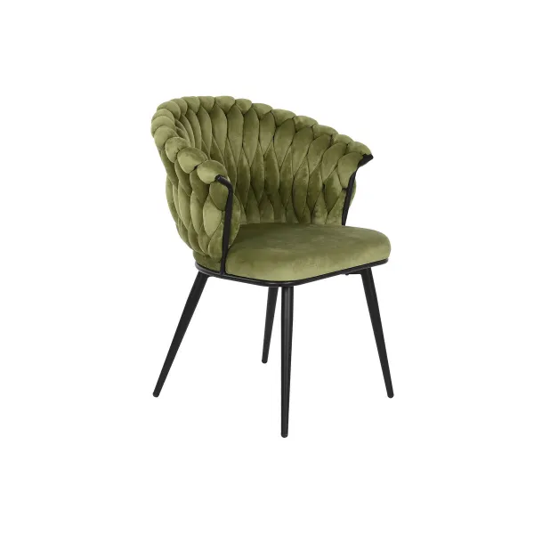 Стуль DKD Home Decor Чёрный Зеленый полиэстер Велюр Металл 66 x 60 x 84 cm