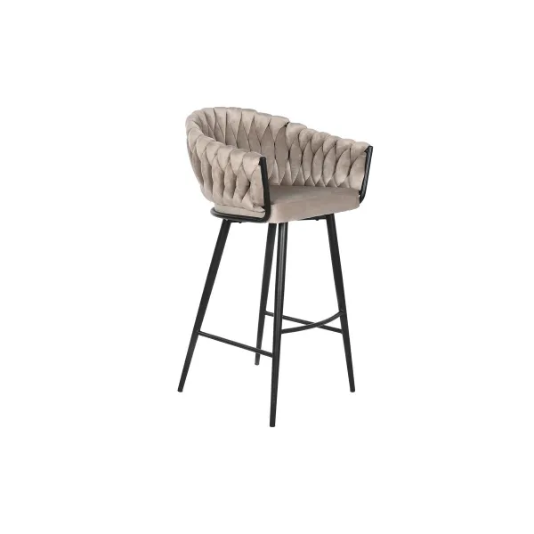 taburete DKD Home Decor Melns Bēšs Metāls 61 x 52 x 101 cm