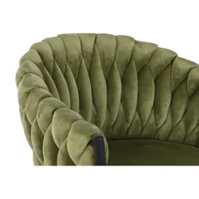 Stool DKD Home Decor Black Green Velvet Metal 61 x 52 x 101 cm