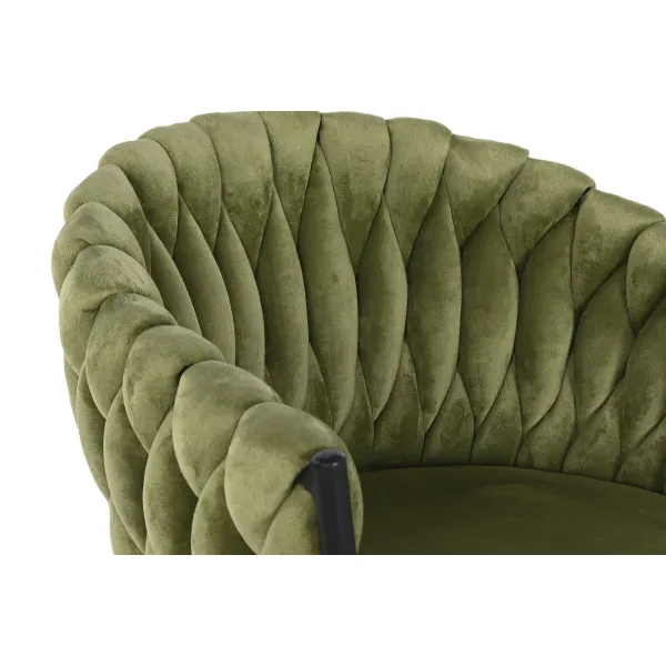 Stool DKD Home Decor Black Green Velvet Metal 61 x 52 x 101 cm