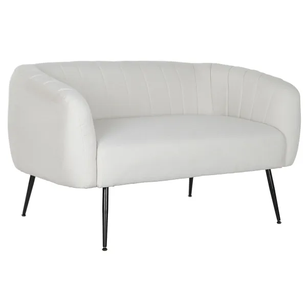 Dīvāns DKD Home Decor Melns Greige Putas Koks Metāls Samts Scandi 129 x 75 x 73 cm