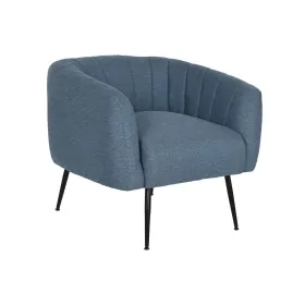 Nojatuoli DKD Home Decor Sininen Musta Kullattu Vaahto Puu Metalli 81 x 75 x 73 cm