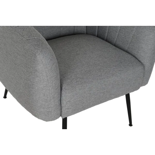 Fotelis DKD Home Decor Juoda Pilka Porolonas Medžio Metalinis 81 x 75 x 73 cm