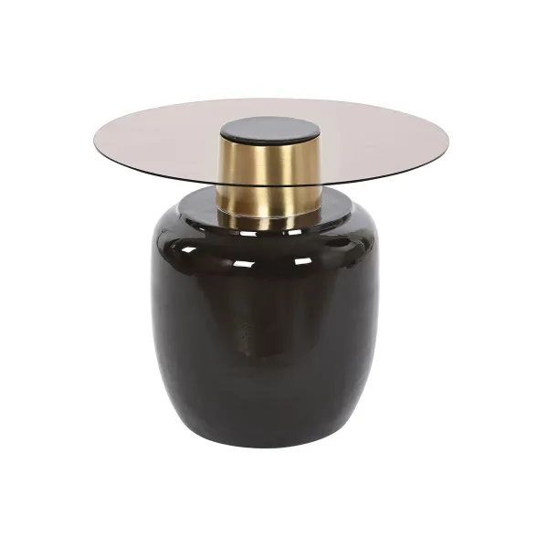 Вспомогательный стол DKD Home Decor Чёрный Позолоченный Металл Стеклянный 59 x 59 x 46 cm