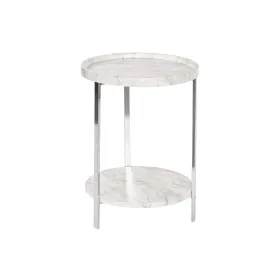 Mazs galdiņš DKD Home Decor Balts Sudrabains Metāls Koks MDF 40 x 40 x 53 cm