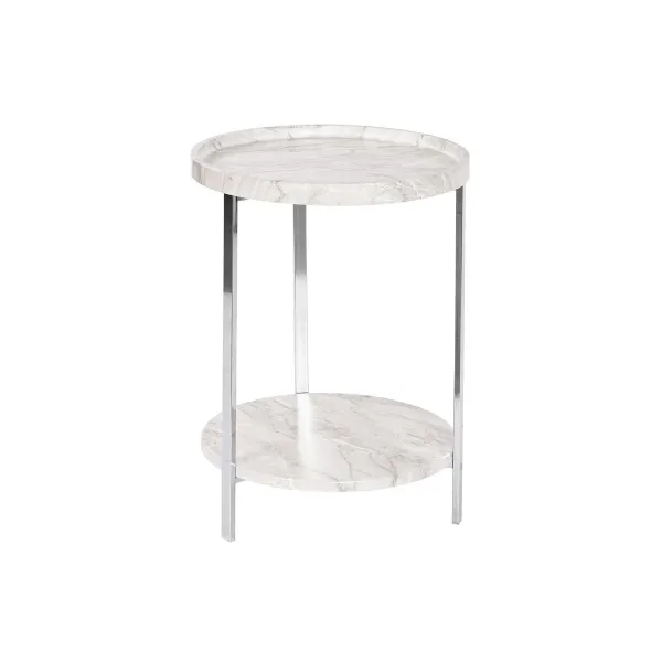 Sivupöytä DKD Home Decor Valkoinen Hopeinen Metalli Puu MDF 40 x 40 x 53 cm