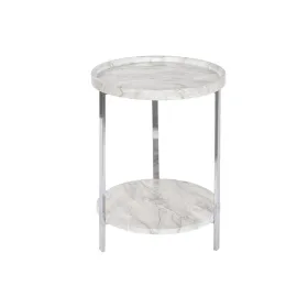 Mazs galdiņš DKD Home Decor Balts Sudrabains Metāls Koks MDF 40 x 40 x 53 cm