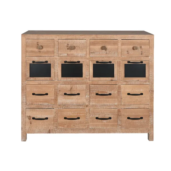 Тумба с ящиками Home ESPRIT Чёрный Натуральный Металл Ель Cottage 110 x 40 x 92,5 cm