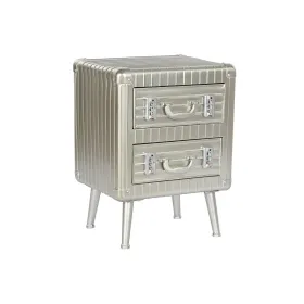 Nightstand Home ESPRIT Silver Metal MDF Wood 46 x 39 x 63 cm