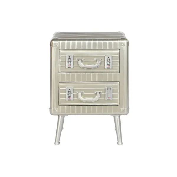 Naktsskapītis Home ESPRIT Sudrabains Metāls Koks MDF 46 x 39 x 63 cm