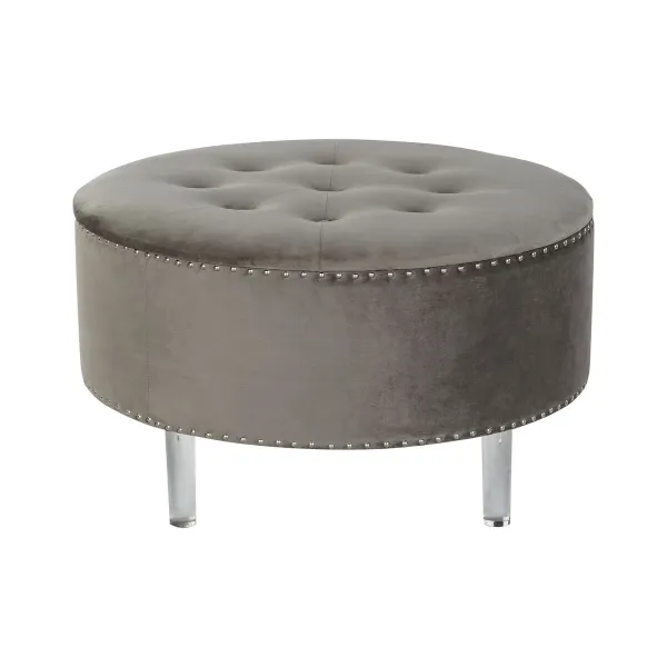 Taburet DKD Home Decor Hall Hõbedane Puit MDF 80 x 80 x 43 cm