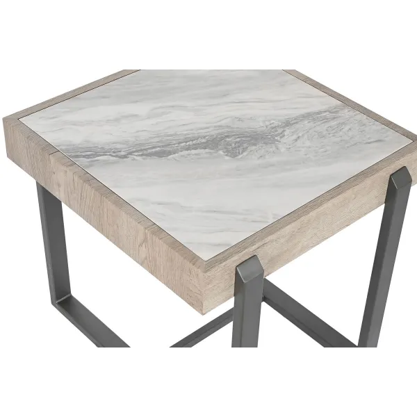 Sivupöytä Home ESPRIT Valkoinen Harmaa Luonnollinen Metalli 50 x 50 x 50 cm