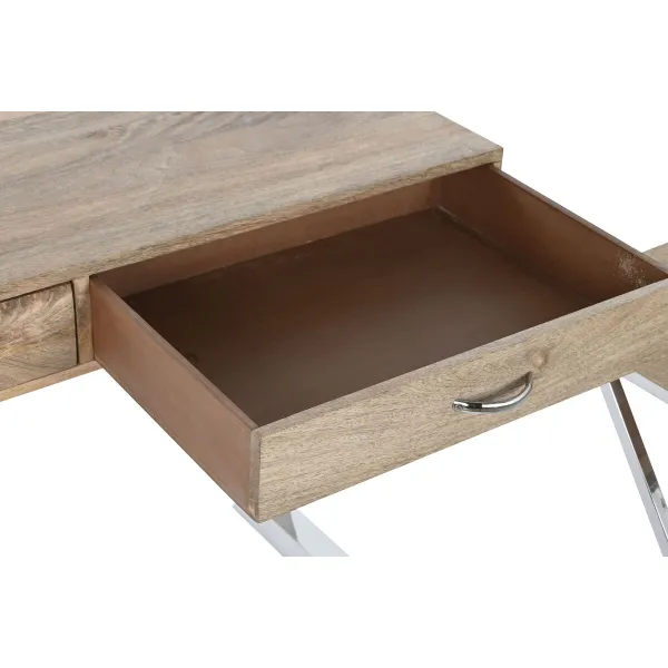 Stalas su stalčiais Home ESPRIT Ruda Sidabras Šviesiai rudas 110 x 40 x 76 cm 110 x 41,5 x 76 cm (3 Dalys)