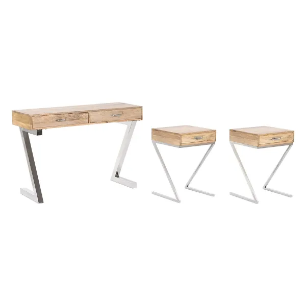 Stalas su stalčiais Home ESPRIT Ruda Sidabras Šviesiai rudas 110 x 40 x 76 cm 110 x 41,5 x 76 cm (3 Dalys)