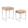 2 tabulu komplekts Home ESPRIT Brūns Sudrabains Dabisks Tērauds Mango koks 45,5 x 41 x 66,5 cm