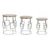 Set of 3 tables Home ESPRIT Ruskea Hopeinen Luonnollinen Teräs Mangopuu 49,5 x 49,5 x 62 cm