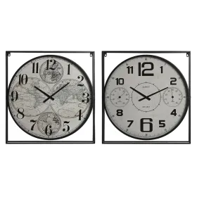 Seinäkello Home ESPRIT Valkoinen Musta Metalli Puu MDF 62 x 6 x 65 cm (2 osaa)