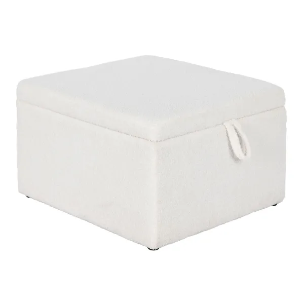 Taburete Home ESPRIT Balts Poliesters Koks MDF 60 x 60 x 36 cm