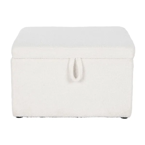Taburete Home ESPRIT Balts Poliesters Koks MDF 60 x 60 x 36 cm