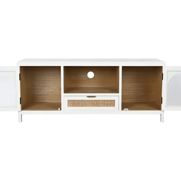 TV furniture Home ESPRIT White Crystal Paolownia wood 120 x 40 x 50 cm