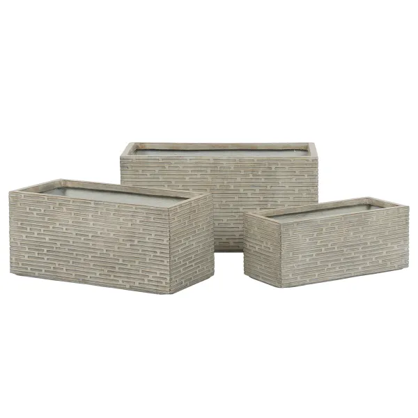 Kukkalaatikko Home ESPRIT Beige Lasikuitu Magnesium 74,5 x 37,5 x 37,5 cm