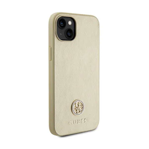 Guess 4G Strass Metal Logo - Case for iPhone 15 (Gold)