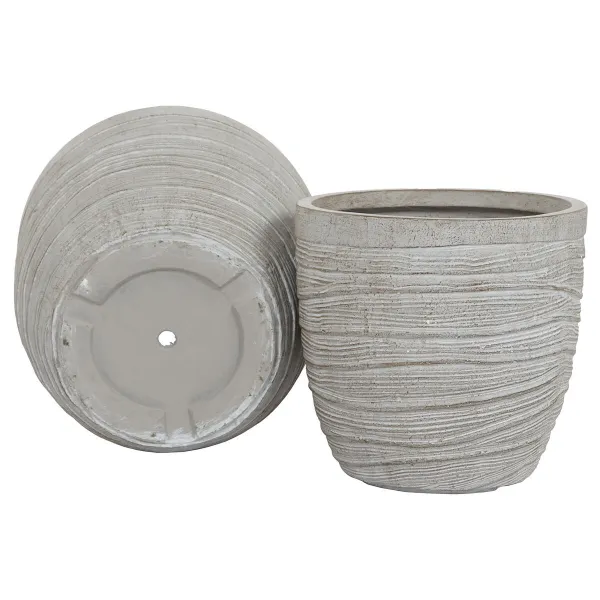 Set of Planters Home ESPRIT Beige Fibreglass Magnesium 45 x 45 x 43 cm (3 Units)