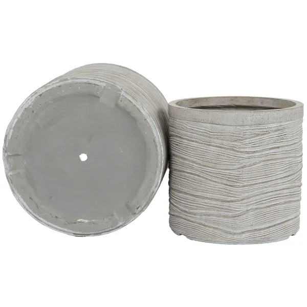 Kukkaruukkusetti Home ESPRIT Beige Lasikuitu Magnesium 44,5 x 44,5 x 44 cm (3 osaa)