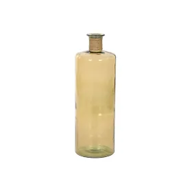 Vaza Home ESPRIT Geltona Virvė Grūdintas stiklas 25 x 25 x 75 cm