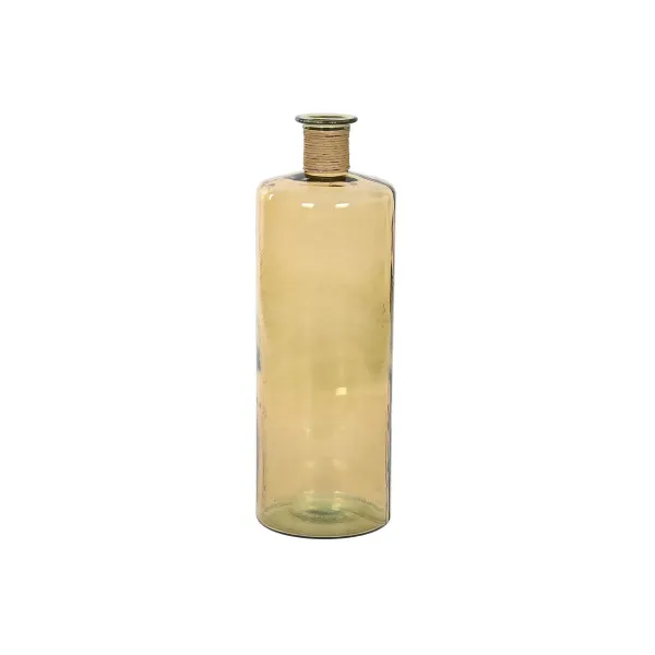 Vaza Home ESPRIT Geltona Virvė Grūdintas stiklas 25 x 25 x 75 cm
