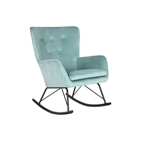 Siūbuojanti kėdė Home ESPRIT Juoda Dangaus mėlynumo Poliesteris Metalinis 68 x 90 x 92 cm