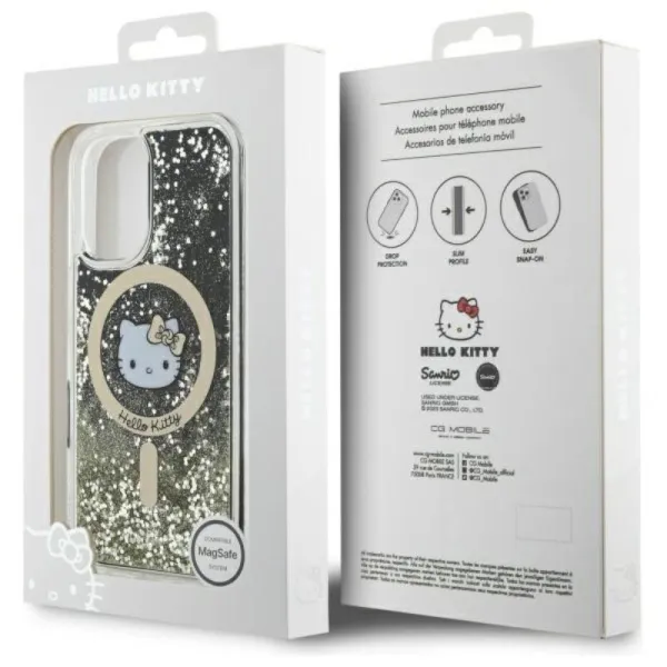 Hello Kitty Liquid Glitter Fever MagSafe - Case for iPhone 16 (black/gold)