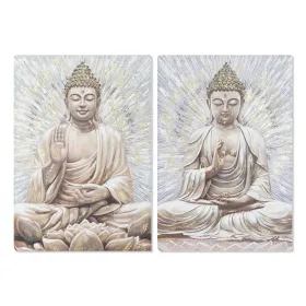 Drobė Home ESPRIT Balta Ruda Rusvai gelsva Auksinis Buda Rytietiškas 70 x 3 x 100 cm (2 vnt.)
