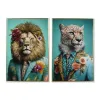 Canvas Home ESPRIT Blue Leopard Colonial Lion 63 x 3,5 x 93 cm 93 x 3,5 x 63,5 cm 63,5 x 3,5 x 93 cm (2 Units)
