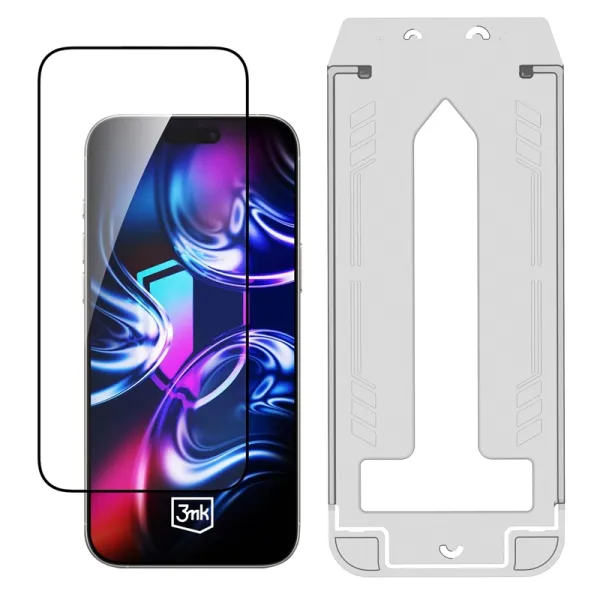 3mk HardGlass Max - Tempered Glass with Applicator for iPhone 16 Pro / iPhone 17 (Black)