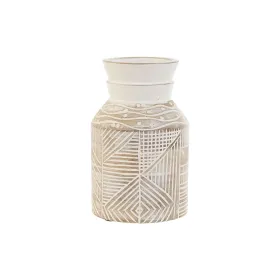 Vaza Home ESPRIT Balta Natūralus Mango mediena 15 x 15 x 38 cm
