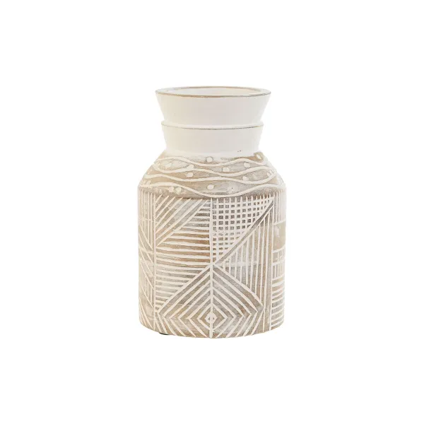 Vāze Home ESPRIT Balts Dabisks Mango koks Koloniāls 15 x 15 x 38 cm
