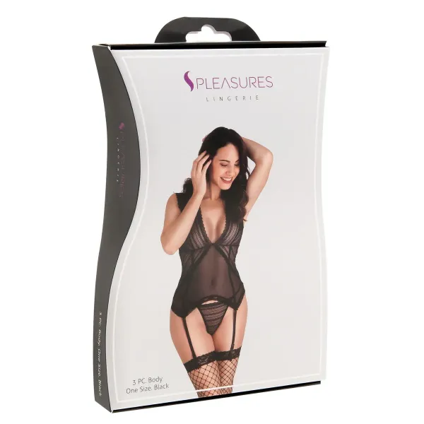 Underwear Set S Pleasures Black (One size)