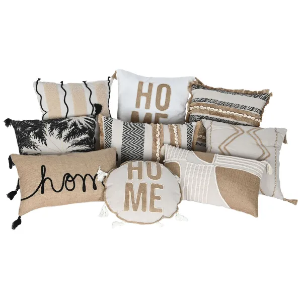 spilvens Home ESPRIT Melns Boho Palmas koks 45 x 5 x 45 cm